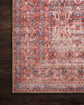 Loloi II Loren LQ-05 Eggplant/Crimson Area Rug Corner On Wood