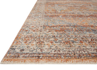 Loloi Lourdes LOU-07 Tangerine / Ocean Area Rug Corner Image