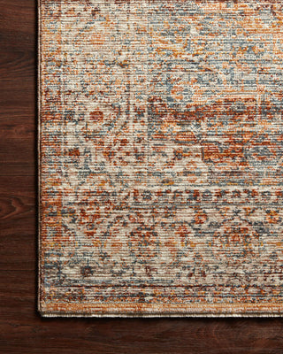 Loloi Lourdes LOU-07 Tangerine / Ocean Area Rug Corner Image