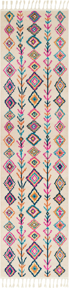 Surya Love LOV-2303 Bright Pink Yellow Ivory Navy Sky Blue Peach Burnt Orange Area Rug Runner Image