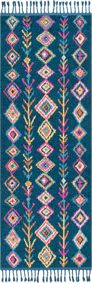 Surya Love LOV-2304 Navy Sky Blue Bright Pink Yellow Burnt Orange Peach Ivory Area Rug Runner Image