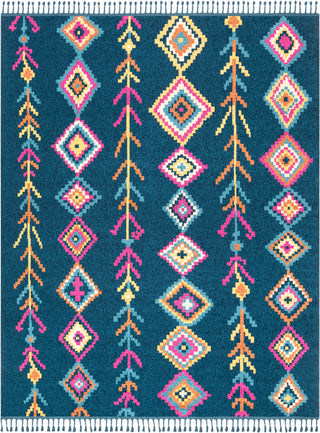 Surya Love LOV-2304 Navy Sky Blue Bright Pink Yellow Burnt Orange Peach Ivory Area Rug Main Image 8 X 10