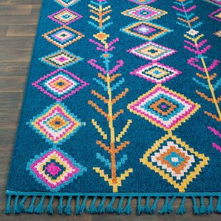 Surya Love LOV-2304 Navy Sky Blue Bright Pink Yellow Burnt Orange Peach Ivory Area Rug Detail Image