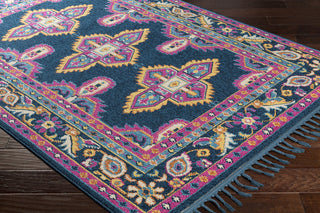 Surya Love LOV-2312 Navy Sky Blue Bright Pink Burnt Orange Yellow Ivory Peach Area Rug Corner Image