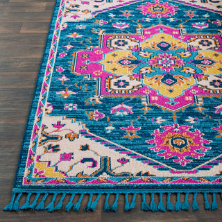 Surya Love LOV-2315 Sky Blue Navy Ivory Bright Pink Yellow Burnt Orange Peach Area Rug Detail Image