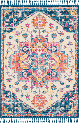 Surya Love LOV-2323 Navy Sky Blue Ivory Burnt Orange Peach Bright Pink Yellow Area Rug main image