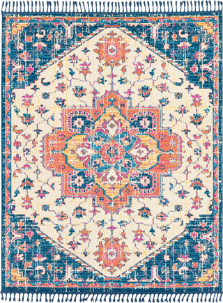 Surya Love LOV-2323 Navy Sky Blue Ivory Burnt Orange Peach Bright Pink Yellow Area Rug Main Image 8 X 10