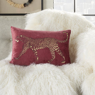 Nourison Luminescence Metallic Leopard Burgundy by Mina Victory 