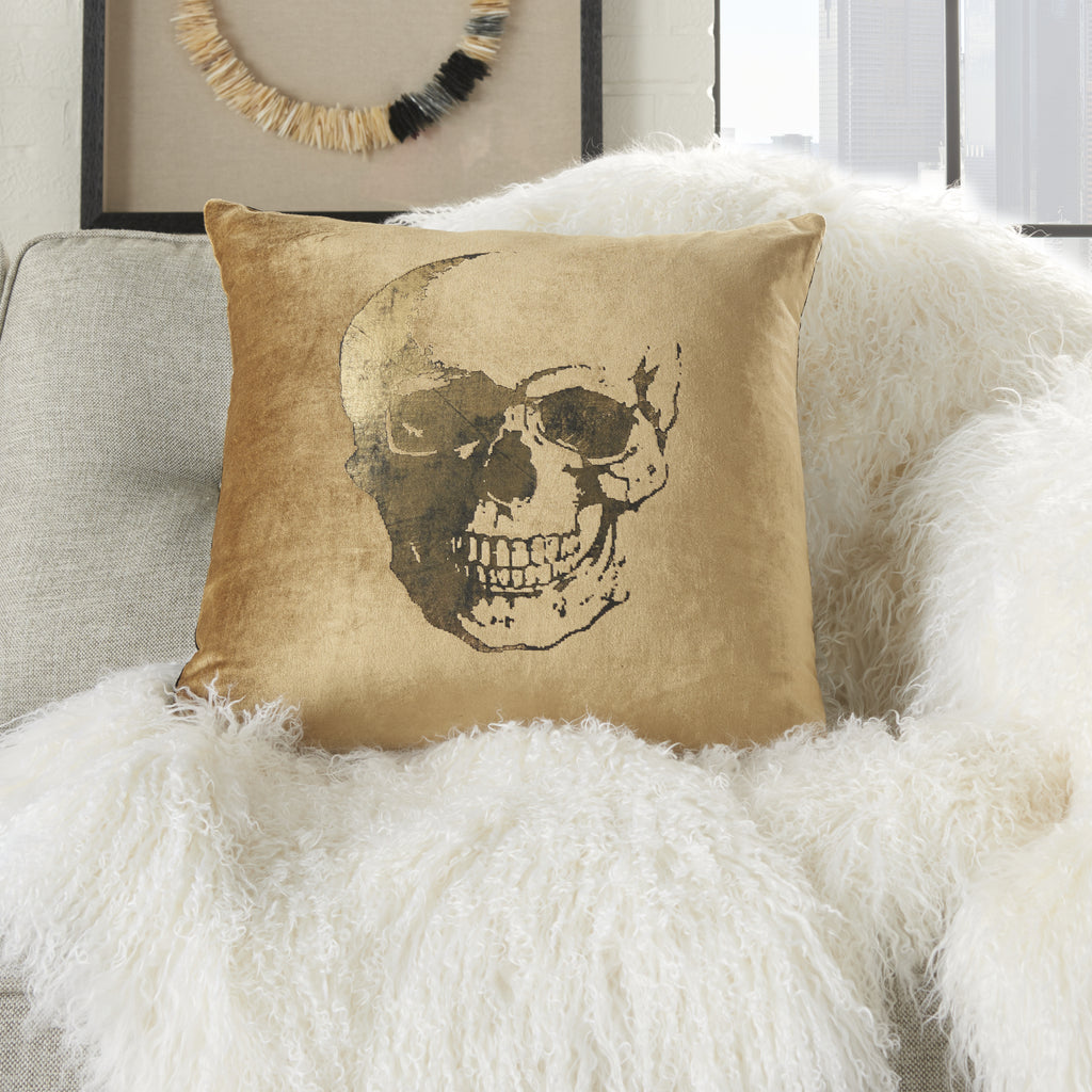 Nourison Luminescence Metallic Skull Beige/Gold by Mina Victory  Feature