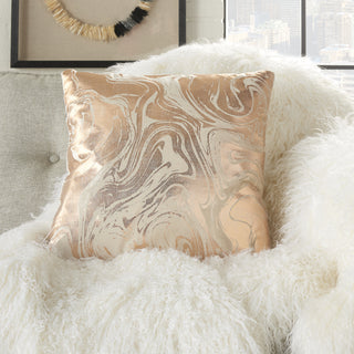 Nourison Luminescence Metallic Marble Rose Gold by Mina Victory 