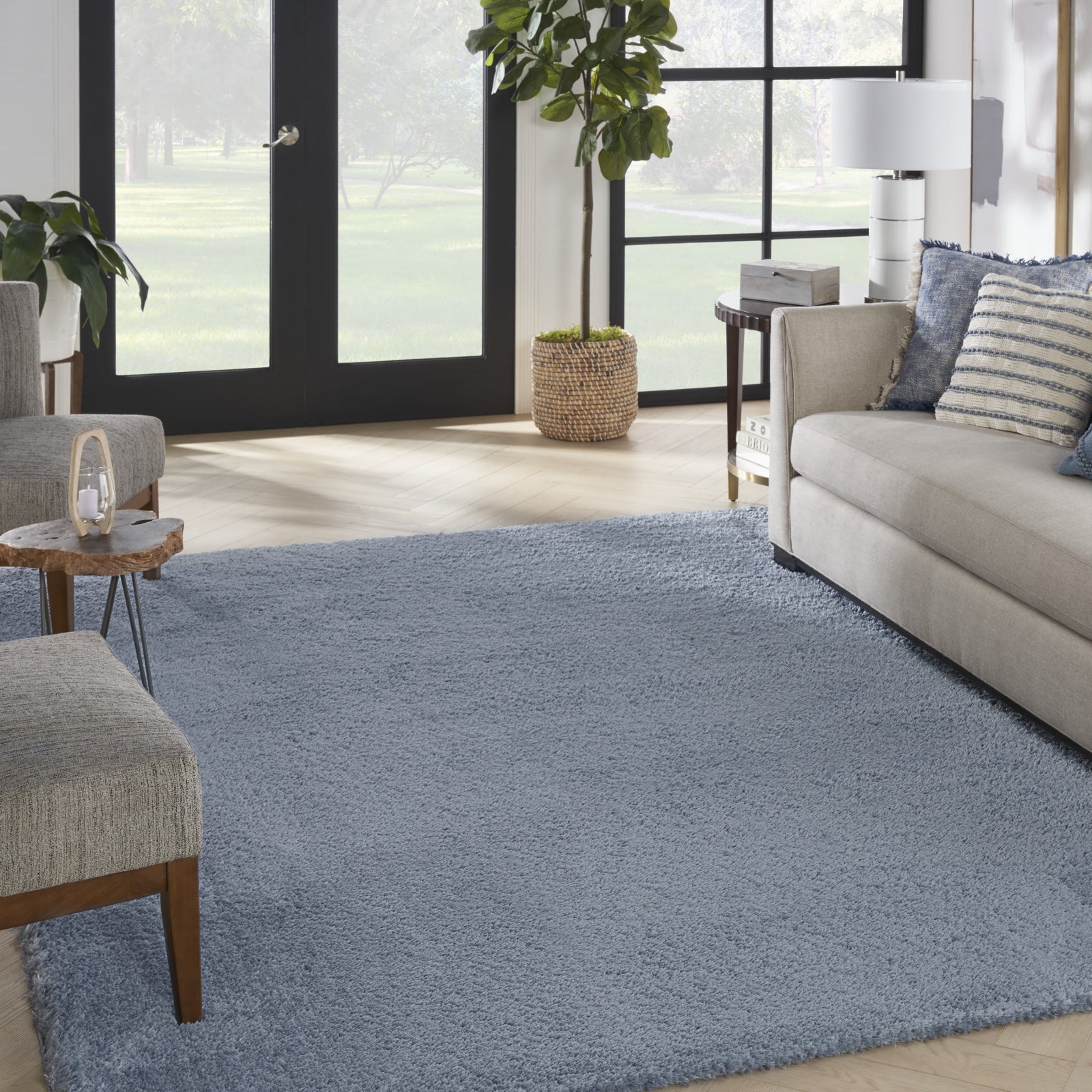 Nourison Luxurious Shag LXR05 Light Blue Area Rug – Incredible Rugs and ...