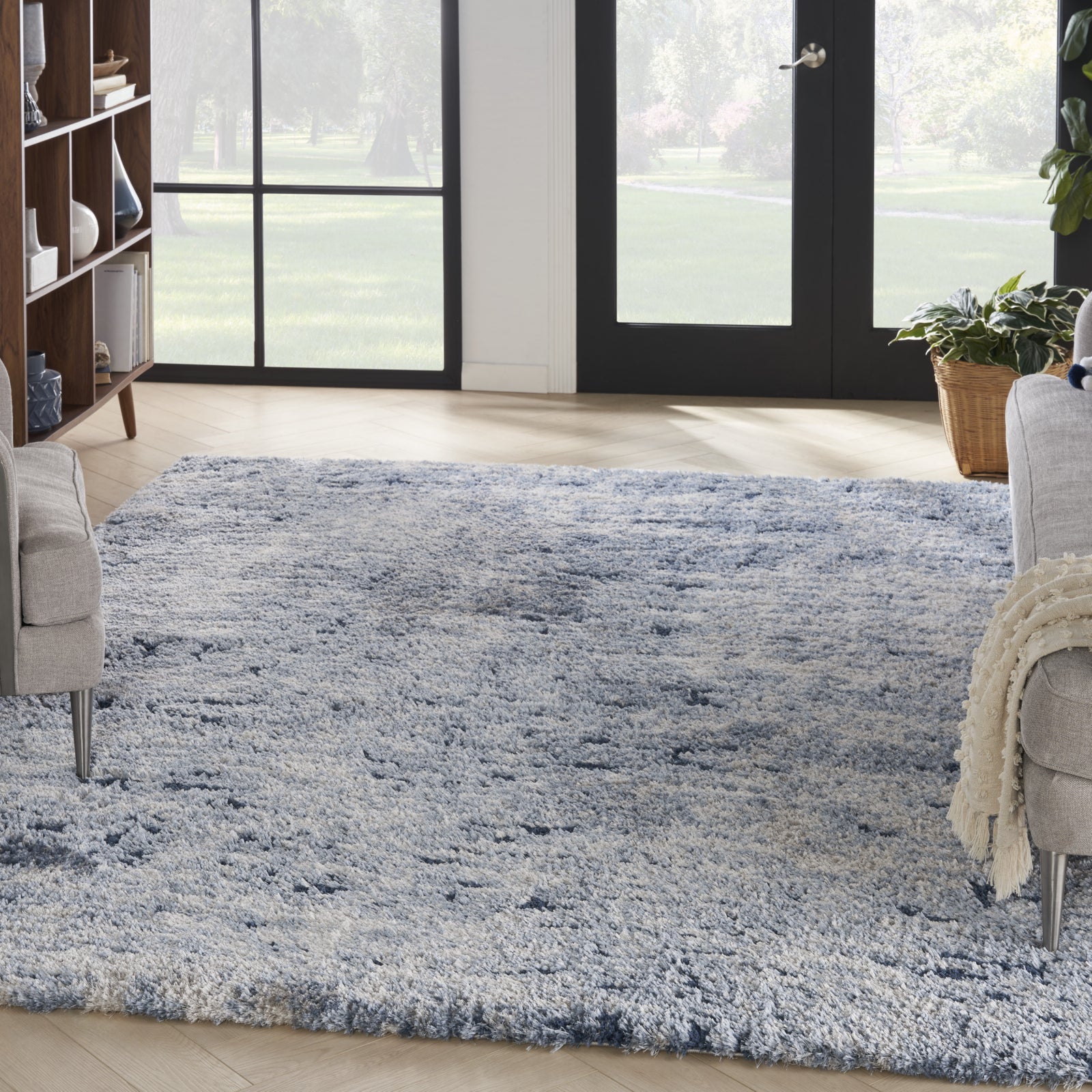 Nourison Luxurious Shag LXR06 Light Blue Area Rug – Incredible Rugs and ...