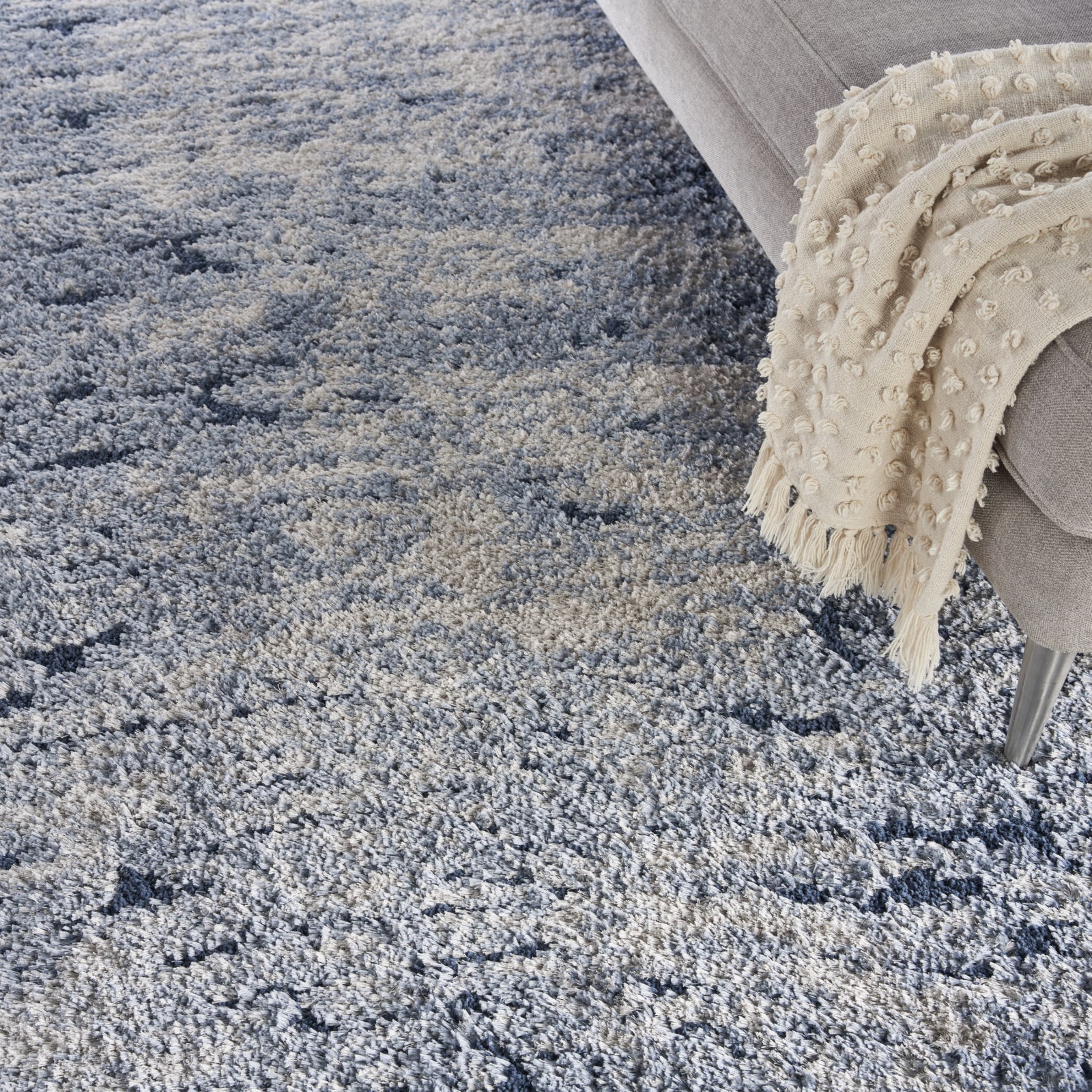 Nourison Luxurious Shag LXR06 Light Blue Area Rug – Incredible Rugs and ...