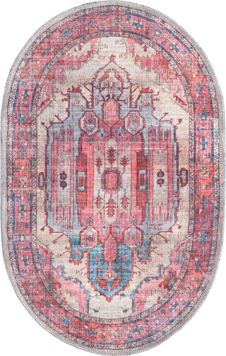 Unique Loom Maahru T-MAHR1 Beige Area Rug Oval Top-down Image