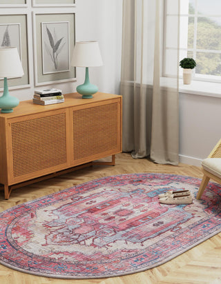 Unique Loom Maahru T-MAHR1 Beige Area Rug Oval Lifestyle Image Feature