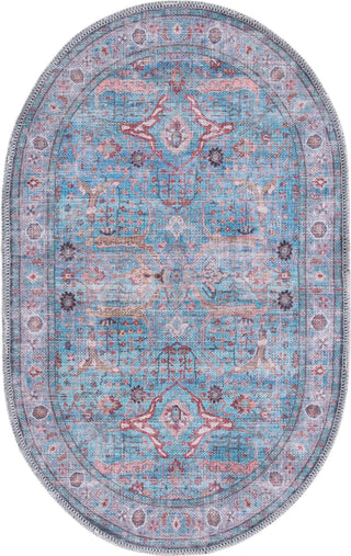 Unique Loom Maahru T-MAHR10 Blue Area Rug Oval Top-down Image