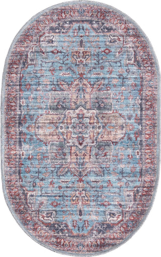 Unique Loom Maahru T-MAHR11 Blue Area Rug Oval Top-down Image