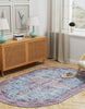 Unique Loom Maahru T-MAHR11 Blue Area Rug Oval Lifestyle Image Feature