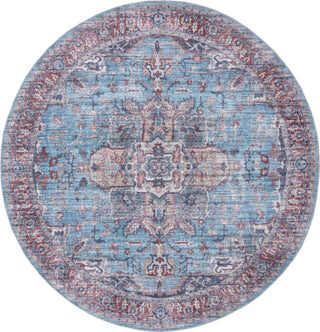 Unique Loom Maahru T-MAHR11 Blue Area Rug Round Top-down Image