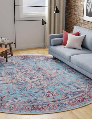 Unique Loom Maahru T-MAHR11 Blue Area Rug Round Lifestyle Image