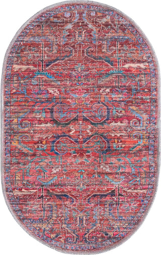 Unique Loom Maahru T-MAHR2 Rust Red Area Rug Oval Top-down Image