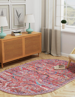 Unique Loom Maahru T-MAHR2 Rust Red Area Rug Oval Lifestyle Image Feature