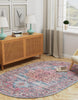 Unique Loom Maahru T-MAHR3 Blue Area Rug Oval Lifestyle Image Feature