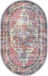 Unique Loom Maahru T-MAHR4 Yellow Pink Area Rug Oval Top-down Image