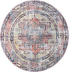 Unique Loom Maahru T-MAHR4 Yellow Pink Area Rug Round Top-down Image