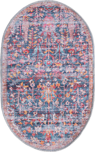 Unique Loom Maahru T-MAHR5 Navy Blue Area Rug Oval Top-down Image