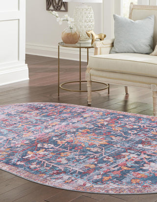 Unique Loom Maahru T-MAHR5 Navy Blue Area Rug Oval Lifestyle Image Feature