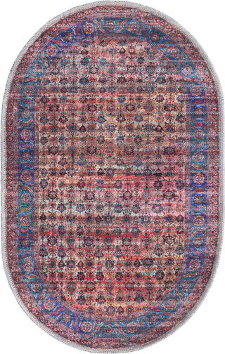 Unique Loom Maahru T-MAHR6 Antique Pink Area Rug Oval Top-down Image