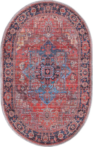 Unique Loom Maahru T-MAHR7 Rust Red Area Rug Oval Top-down Image