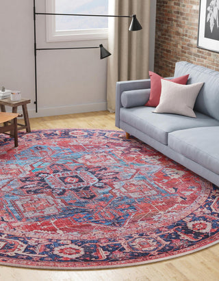 Unique Loom Maahru T-MAHR7 Rust Red Area Rug Round Lifestyle Image