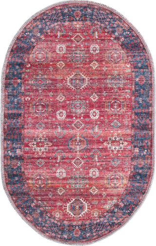 Unique Loom Maahru T-MAHR9 Antique Red Area Rug Oval Top-down Image