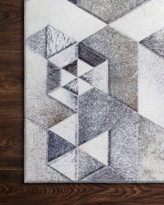 Loloi II Maddox MAD-03 Grey/Ivory Area Rug Corner On Wood