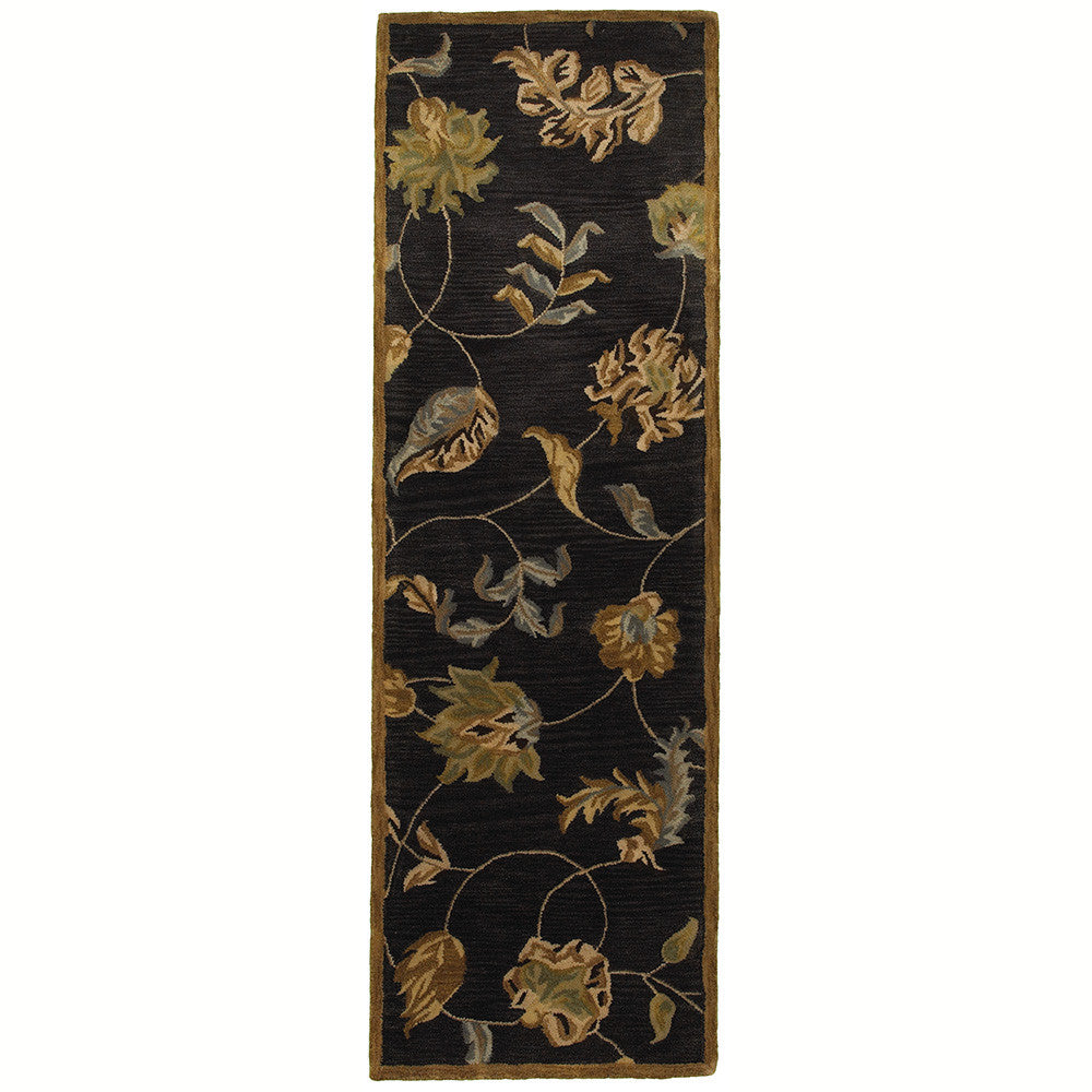 LR Resources Majestic 09363 Black Hand Tufted Area Rug 2'5'' X 7'9'' Runner
