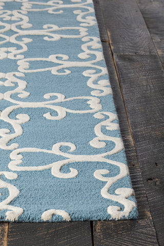 Chandra Makenna MAK-42601 Blue/Cream Area Rug Corner Shot