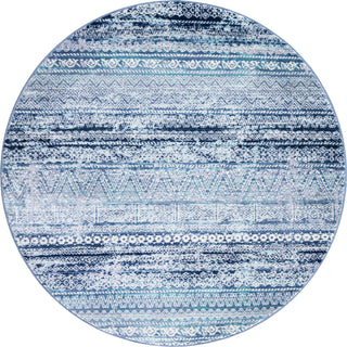 Unique Loom Malibu T-MLBU11 Blue Area Rug Round Top-down Image