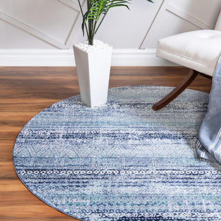 Unique Loom Malibu T-MLBU11 Blue Area Rug Round Lifestyle Image