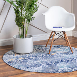 Unique Loom Malibu T-MLBU2 Blue Area Rug Round Lifestyle Image