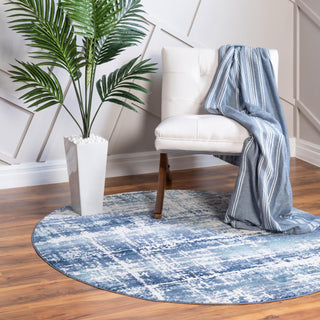 Unique Loom Malibu T-MLBU9 Blue Area Rug Round Lifestyle Image