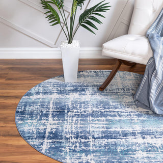 Unique Loom Malibu T-MLBU9 Blue Area Rug Round Lifestyle Image