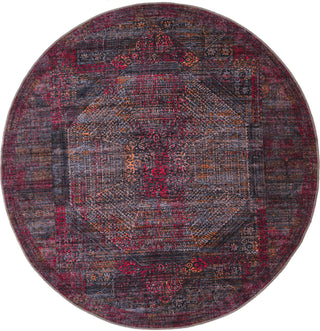 Unique Loom Mangata T-MNG1 Red and Black Area Rug Round Top-down Image