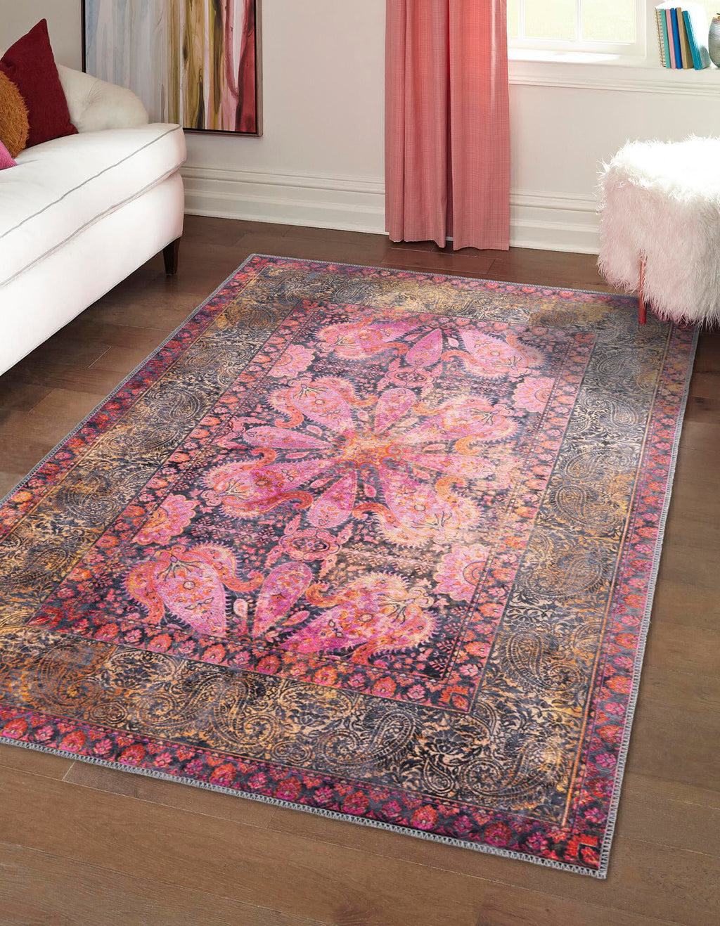 Unique Loom Mangata T-MNG2 Pink Area Rug Rectangle Lifestyle Image Feature