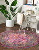 Unique Loom Mangata T-MNG2 Pink Area Rug Round Lifestyle Image
