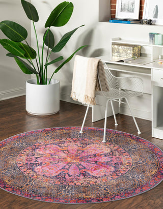 Unique Loom Mangata T-MNG2 Pink Area Rug Round Lifestyle Image