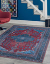 Unique Loom Mangata T-MNG3 Red and Blue Area Rug Rectangle Lifestyle Image Feature
