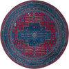 Unique Loom Mangata T-MNG3 Red and Blue Area Rug Round Top-down Image