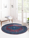 Unique Loom Mangata T-MNG3 Red and Blue Area Rug Round Lifestyle Image
